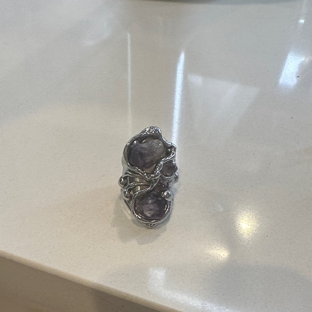 Silver Amethyst Stone Ring - image 2